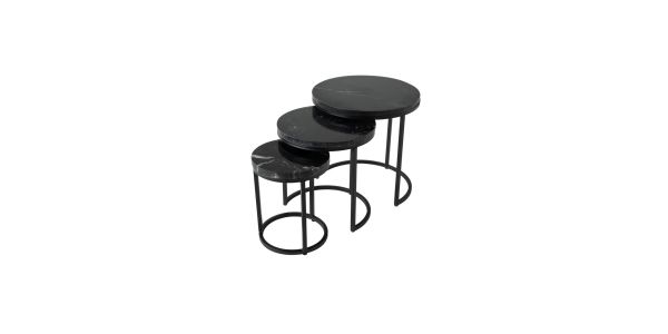 Kick Couchtischset Marble - 3er-Set - Schwarz